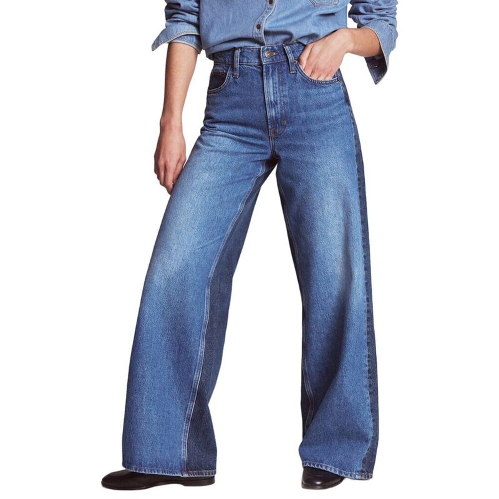 Boden Womens  High Rise Hotch Potch Wide Leg Jean, Blue